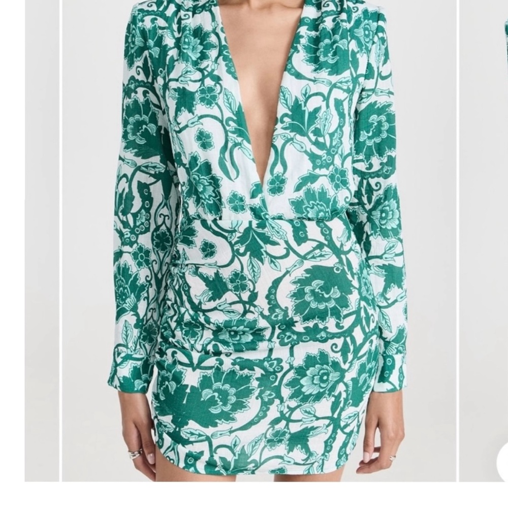 Rumer Bodhi Long Sleeve Mini Shirt Dress‎ Medium Green